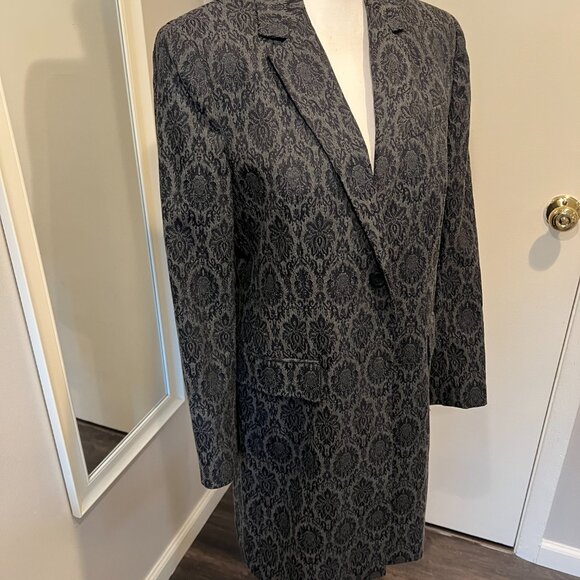 Jones NY Gray & Navy Jacquard Long Jacket/Dress Coat, Size 8 - Picture 5 of 16